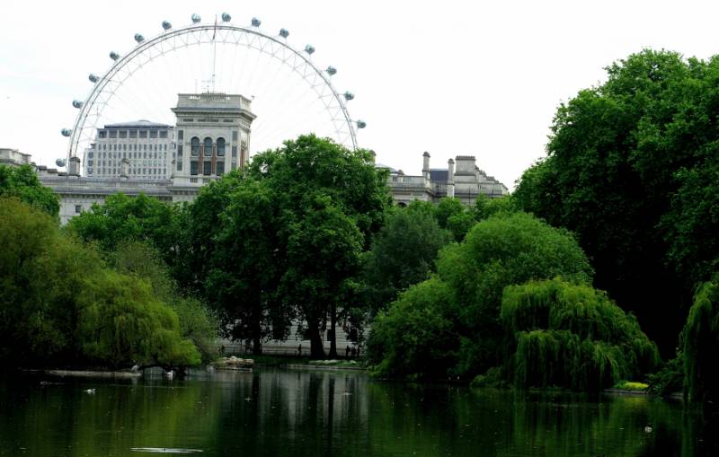Park near Buckingham Palace and London Eye